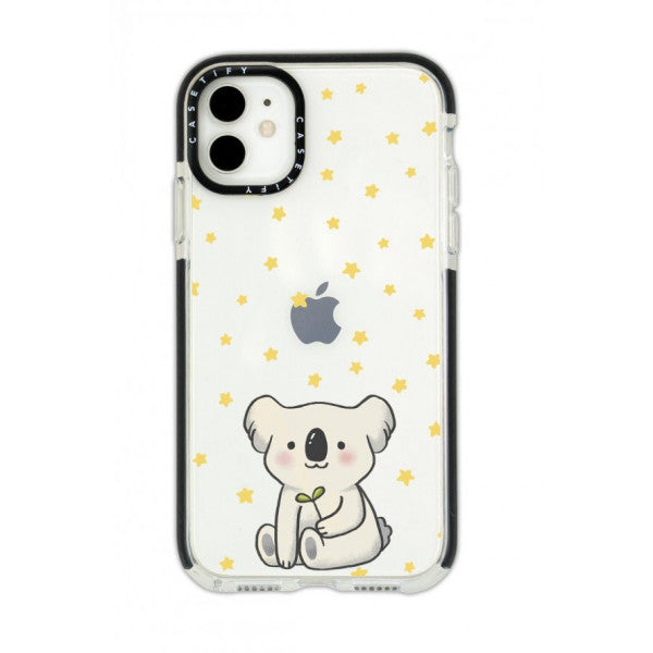 iPhone 12 Casetify Koala Patterned Anti Shock Premium Silicone Phone Case with Black Edge Detail