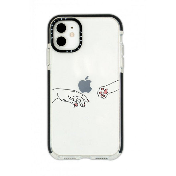 iPhone 11 Casetify Hand and Paw Patterned Anti Shock Premium Silicone Phone Case with Black Edge Detail