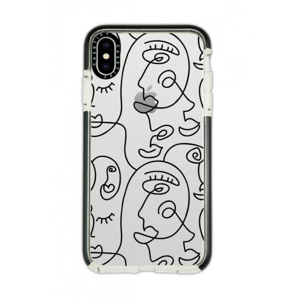 iPhone Xs Max Casetify Face Art Patterned Anti Shock Premium Silicone Phone Case with Black Edge Detail
