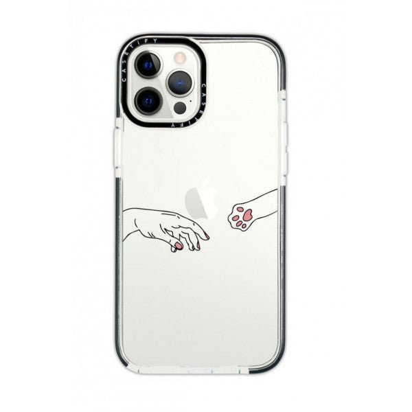 iPhone 11 Pro Max Casetify Hand and Paw Patterned Anti Shock Premium Silicone Phone Case with Black Edge Detail