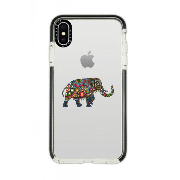 iPhone Xs Max Casetify Mandala Elephant Patterned Anti Shock Premium Silicone Black Edge Detailed Phone Case