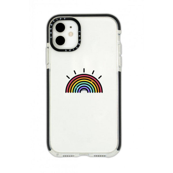 iPhone 11 Casetify Rainbow Patterned Anti Shock Premium Silicone Black Edge Detailed Phone Case