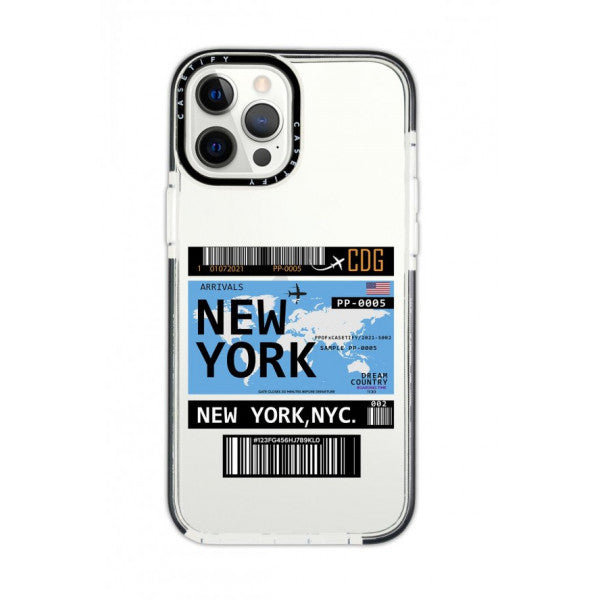 İphone 12 Pro Max Casetify New York Patterned Anti Shock Premium Silicone Black Edge Detailed Phone Case