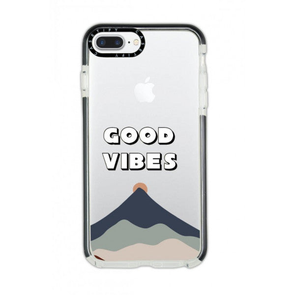 İphone 7 Plus Casetify Good Vibes Patterned Anti Shock Premium Silicone Phone Case With Black Edge Detail