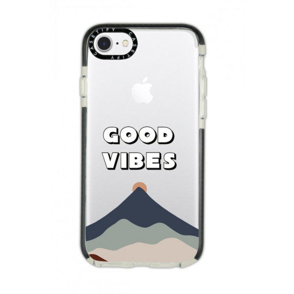 İphone 7 Casetify Good Vibes Patterned Anti Shock Premium Silicone Phone Case With Black Edge Detail