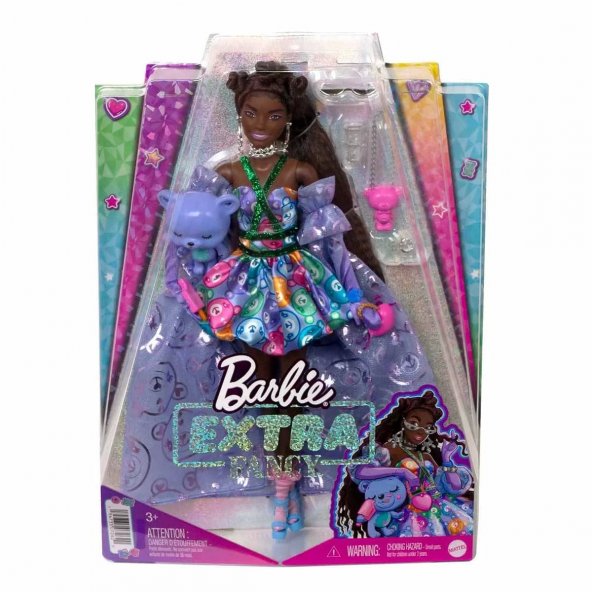 Barbie Extra Stylish Doll And Animal Friendly Teddy Bear Hhn13