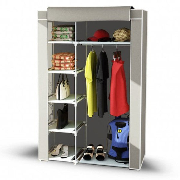 Plastic Cloth Cabinet with Single Side Shelf - Gray