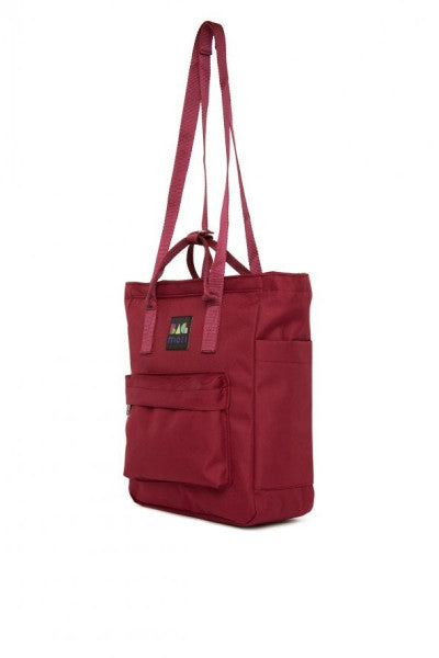 Bagmori Claret Red Zippered Column Strap Backpack