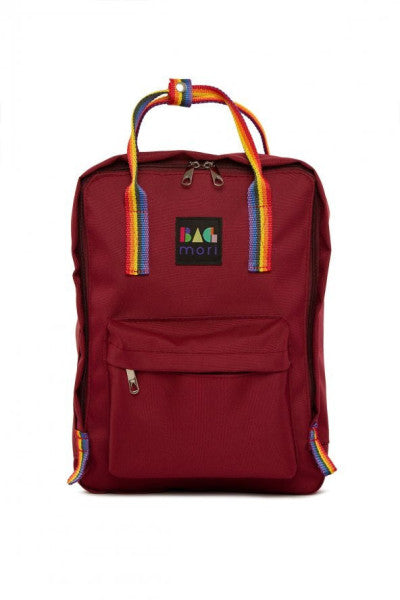 Bagmori Claret Red Colored Column Square Strap Adjustable Backpack