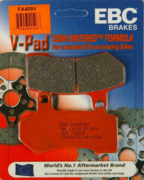 Ebc Fa409V 2008-2022 Harley-Davidson Cvo Road Glide Rear Brake Pad