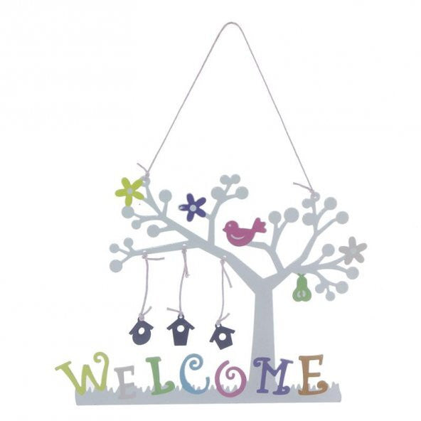 Written 14X18Cm Metal Wood Welcome Door Decorations