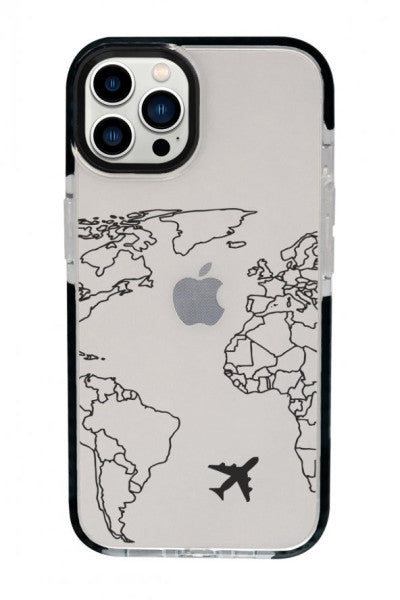 Iphone 13 Pro Max World Map Lines Candy Bumper Shock Absorbing Silicone Phone Case