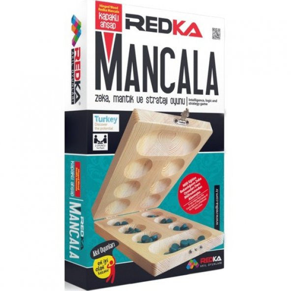 Redka Wooden Mangala with Lid Mind, Intelligence and Strategy Game, Box Game