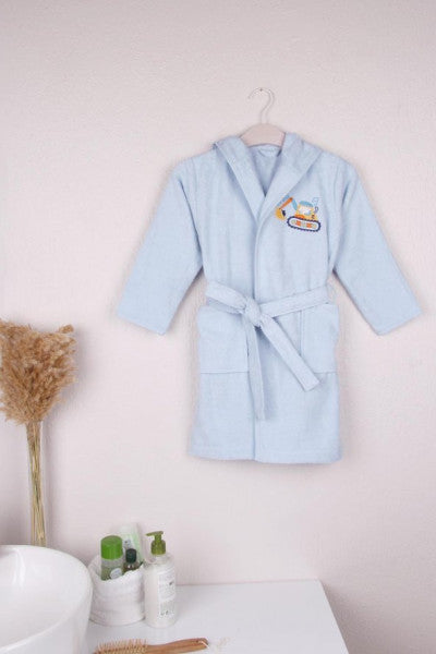 100 Cotton Embroidered Hooded Boy's Bathrobe