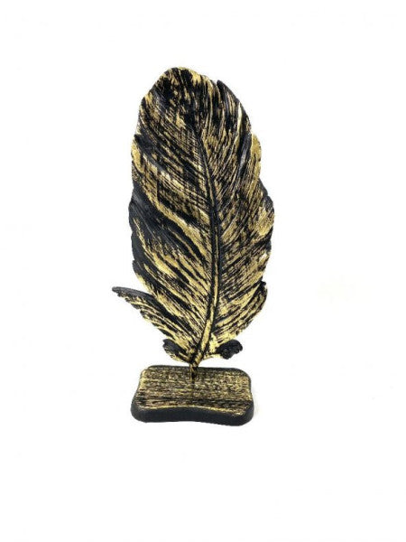 Decorative Feather Leaf Black Gold Detailed