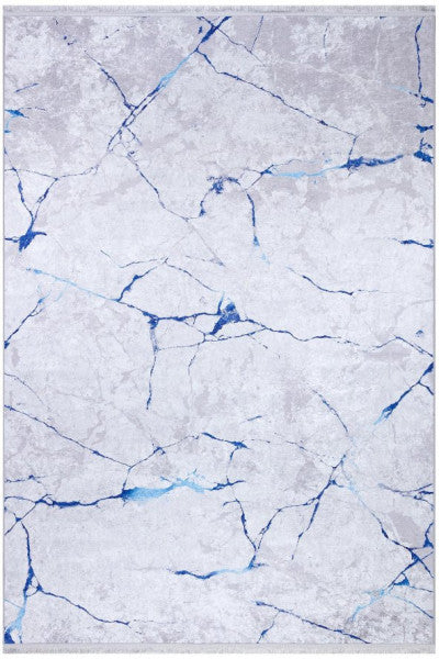 Frenda Home Marble Pattern Td350-00 Non-Slip Leather Floor Carpet Blue 80X150