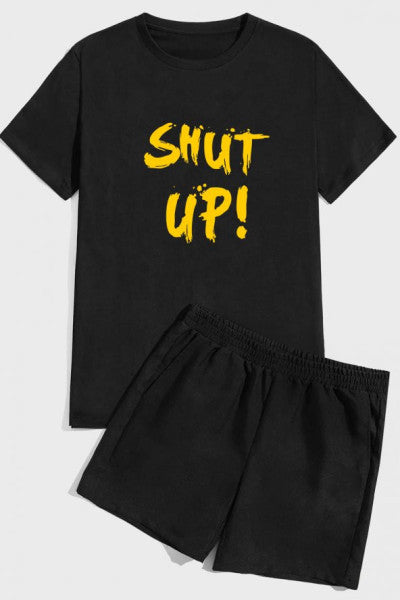 Shut Up Print Shorts Set