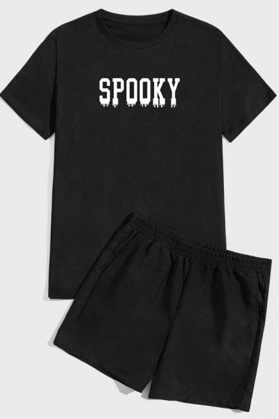 Spooky Print Shorts Set