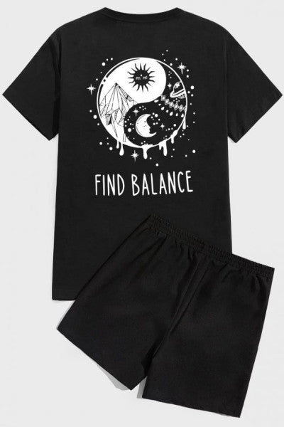 Yin & Yang Print Shorts Set