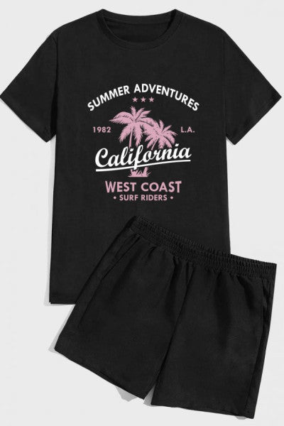 California Print Print Shorts Set