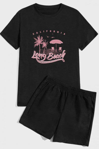 Long Beach Print Shorts Set