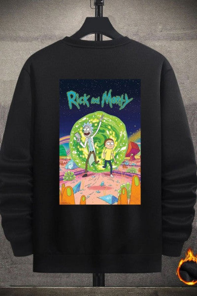 Unisex Rick And Morty Printed Crew Neck Sweatshirt