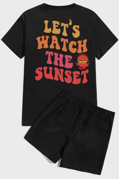 Lets Watch The Sunset Print Shorts Set