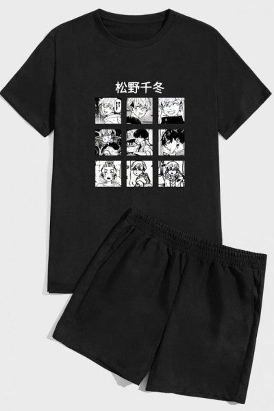 Kaneki Printed Print Shorts Set