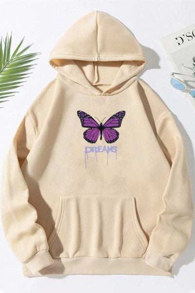 Unisex Oversize Dream Butterfly Printed Sweatshirt