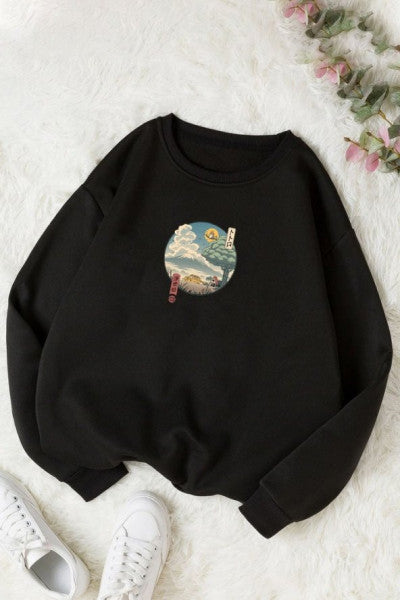 Unisex Neighbors Ukiyo E Printed Crew Neck Sweatshirt