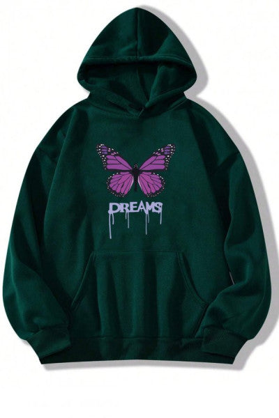 Unisex Oversize Dream Kelebek Baskılı Sweat