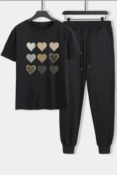 Unisex Heart 2-Piece Tracksuit Seti