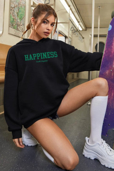 Unisex Oversize Happiness Printed Sweatshirt