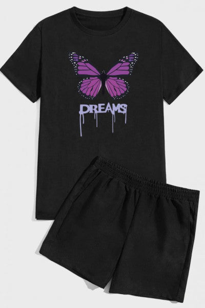 Dream Butterfly Print Shorts Set