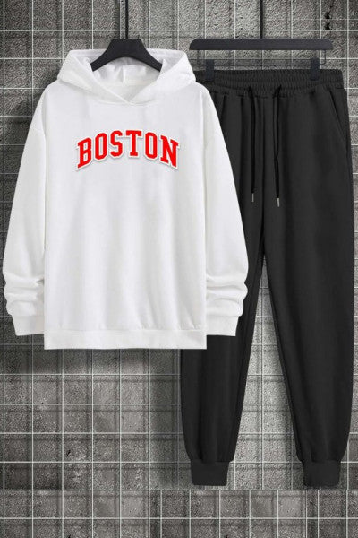 Unisex Boston Printed Tracksuit Set