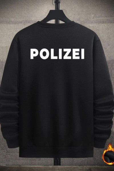 Unisex Polizei Printed Crew Neck Sweatshirt