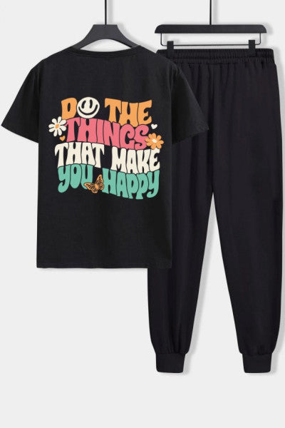 Unisex Do The Things That Make You Happy Printed 2-Piece Tracksuit Set