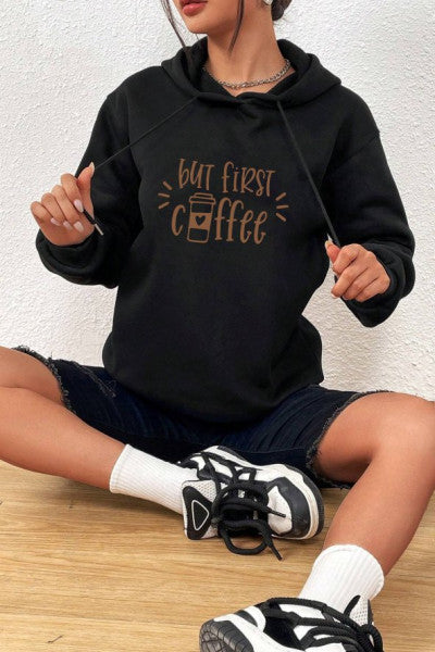 Unisex Oversize But First Coffee Printed Sweatshirt