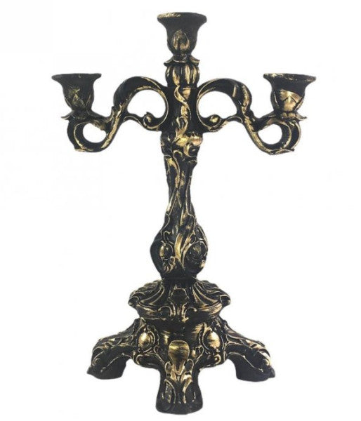 Decorative Candlestick (Palace) 3 Pcs Polyester Black