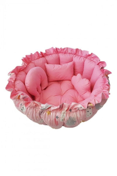 Pink Cloud Pink Round Sleep And Play Mat