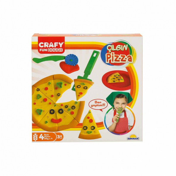 Crafy Crazy Pizza Play Dough Set 200 Gr. 10 Pieces