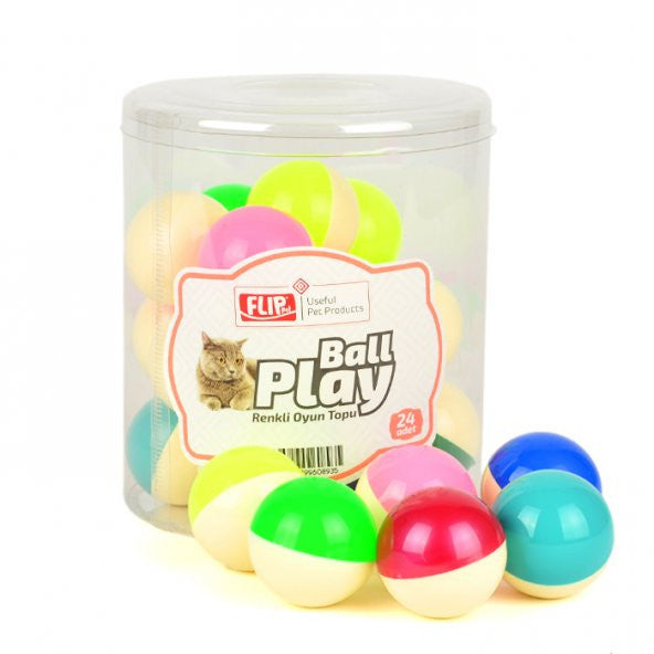Flip Pet Cat Play Ball with Bell 24 Pieces