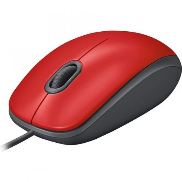 Logitech M110 Silent Full-Size Wired Optical Mouse With Usb-A Connection - Red