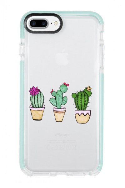 Iphone 8 Plus Triple Cactus Pattern Candy Bumper Silicone Phone Case