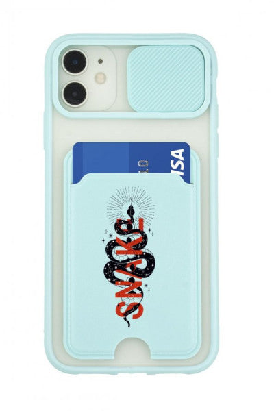 Iphone 12 Compatible Snake Patterned Phone Case With Camera Protection And Card Holder