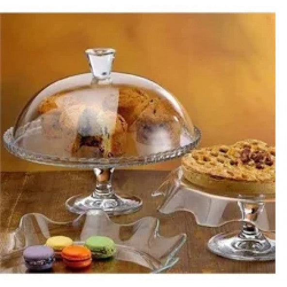 Pasabahce Cake Stand, Footed Cake Plate with Dome 95200