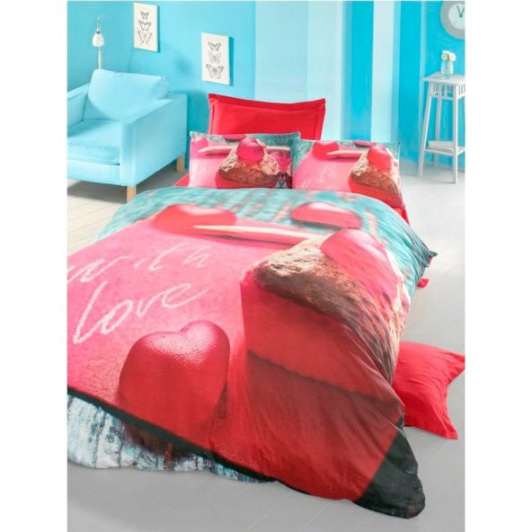 Komfort Home 3D Double Cotton Satin Duvet Cover Set (Candy)