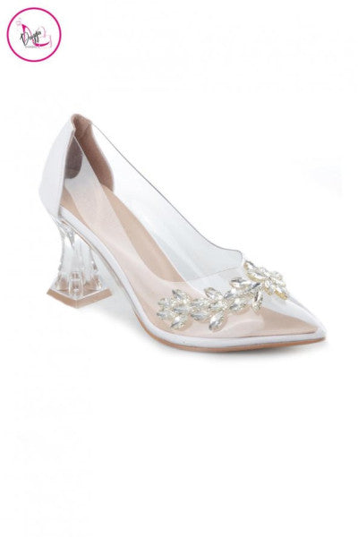 Transparent Thick Heeled Stone Skin Women's Heeled Shoes