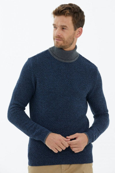 Full Turtleneck Knitwear Sweater - Indigo