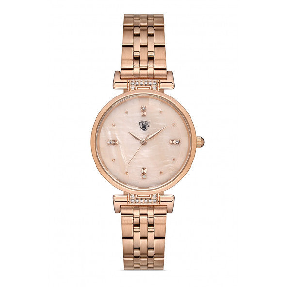 Tiger - Rose Gold Color Steel Strap Women's Wristwatch (Turkey Official Distributor Guaranteed) TI-564-A
